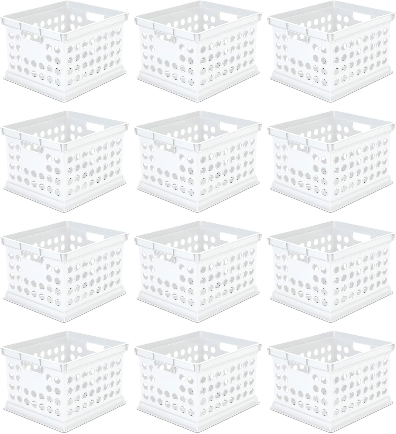 Sterilite Stackable Plastic Storage Crate Bin Organizer File Box with Handles for Home, Office, Dorm, Garage, or Utility Organization, Black, 6-Pack