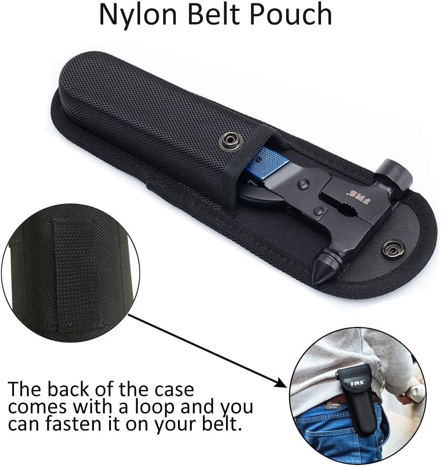 13-in-1 Stainless Steel Hammer Multitool, Gifts for Dad, Gifts for Men, Mens Gifts for Him, Husband, Grandpa, Gifts for Dad, Portable Multi-functional Hammer Kit with Nylon Belt Pouch