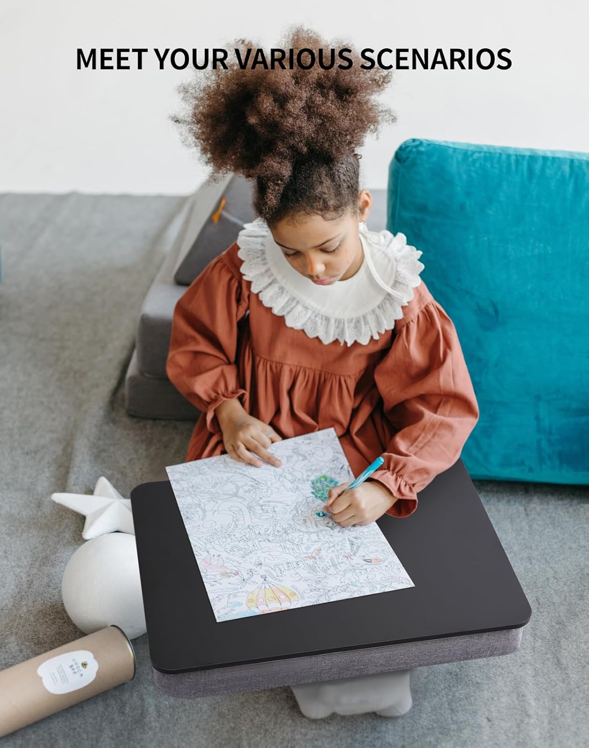 Lap Desk with Pillow Cushion, Portable Laptop Bed Desk, Fits up to 15.6 inch Laptop, Lap Stand for Bed & Couch & Carpet, Book Tablet/Drawing Board - Pink