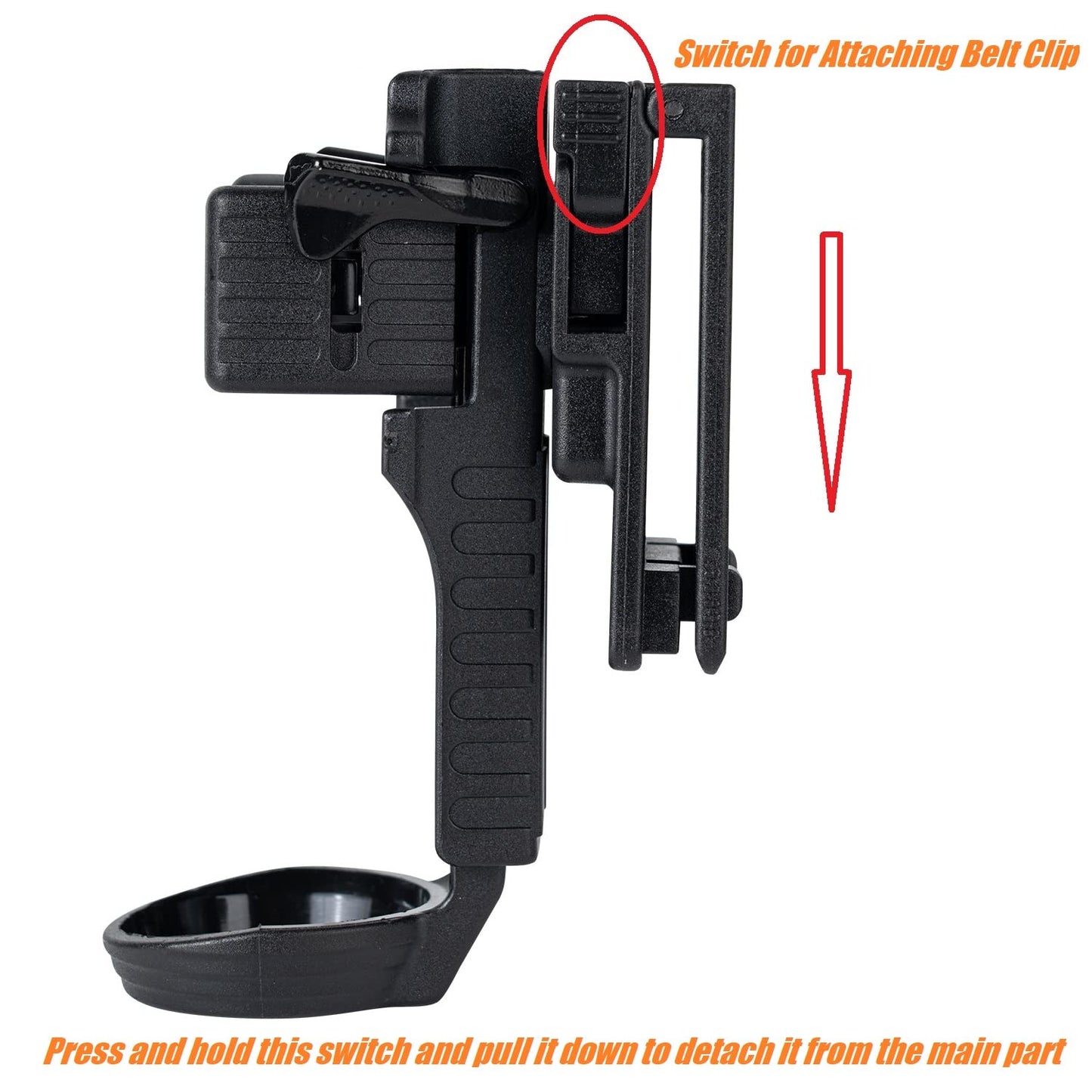 TACNEX Quick Release Flashlight Holder w/MOLLE Vest Clip Tactical Torch Holster Carrier Rotatable Light Carry Case Stand fit 1"-1.25" Diameter Flashlight for Police Leo Security Military Patrol
