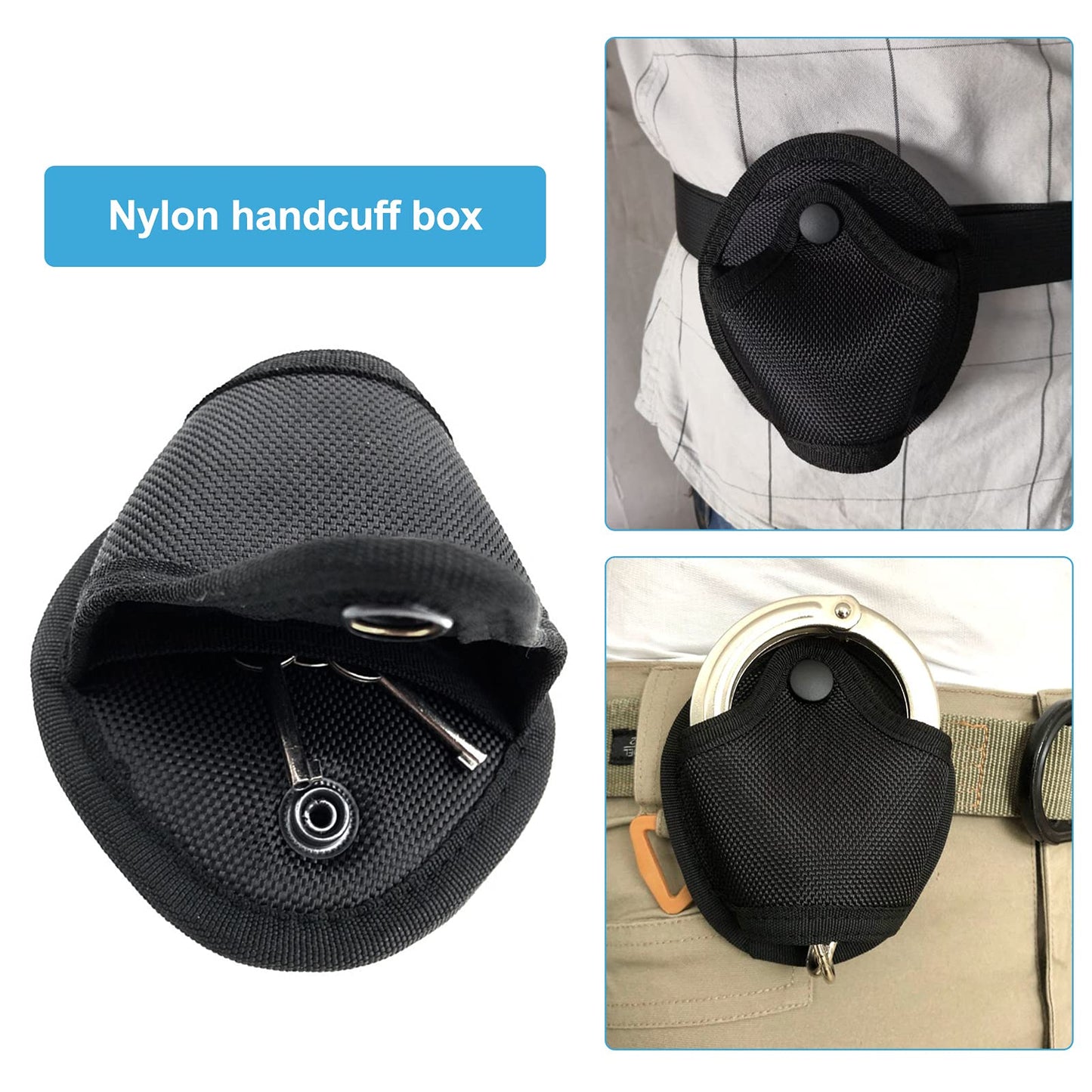 2 Pcs Handcuff Holster, Law Enforcement Cuff Holder Hand Cuff Pouch, Handcuff Case Fit Asp Handcuff, Hinged Handcuff, Chain Handcuff, Compatible MOLLE/Various Work Belts (Open Top)