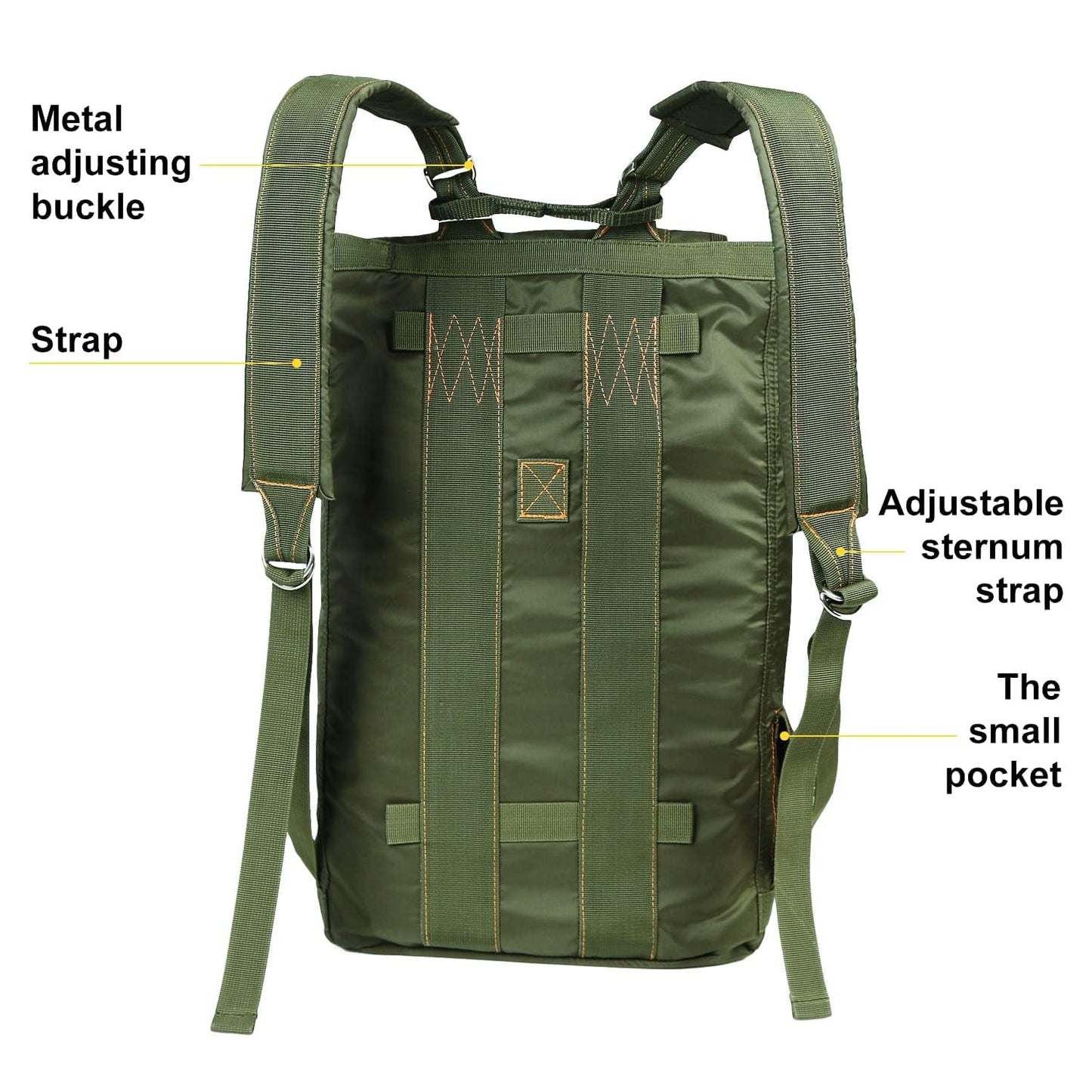 Military Tactical Backpack Parachute Buckles Hook Nylon Rucksacks Flight Backpacks Day Pack for Outdoor,Hiking,Camping (Green)