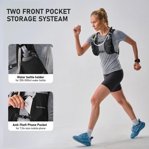 N NEVO RHINO Running Vest,Hydration Vest 5L with 1.5L Water Bladder,Lightweight Hydration Pack Water Backpack for Hiking Race
