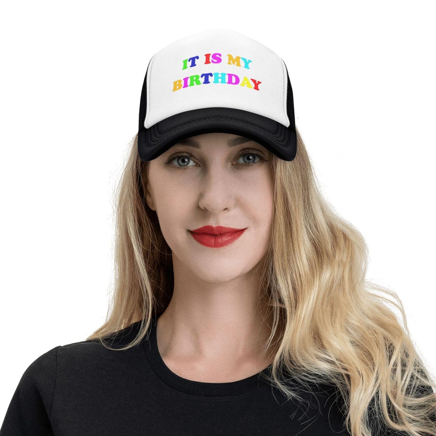 ZBDSKLEX Happy Birthday Trucker Hat for Men Women, Adjustable Mesh Baseball Cap for Birthday Party