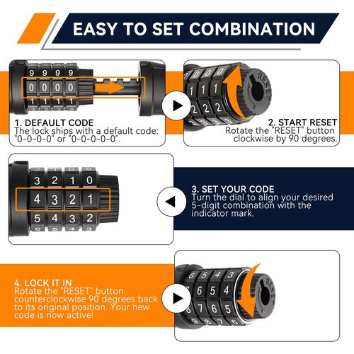 SEPOX® 2Pcs Pack 6FT Extra Long Cable Combination Bike Locks, 4 Digits Retractable Security Lock, 12mm Heavy Duty Anti Theft Anti Rust Cable for Bicycle, Scooter, Gate, Outdoor Equipment, Weatherproof
