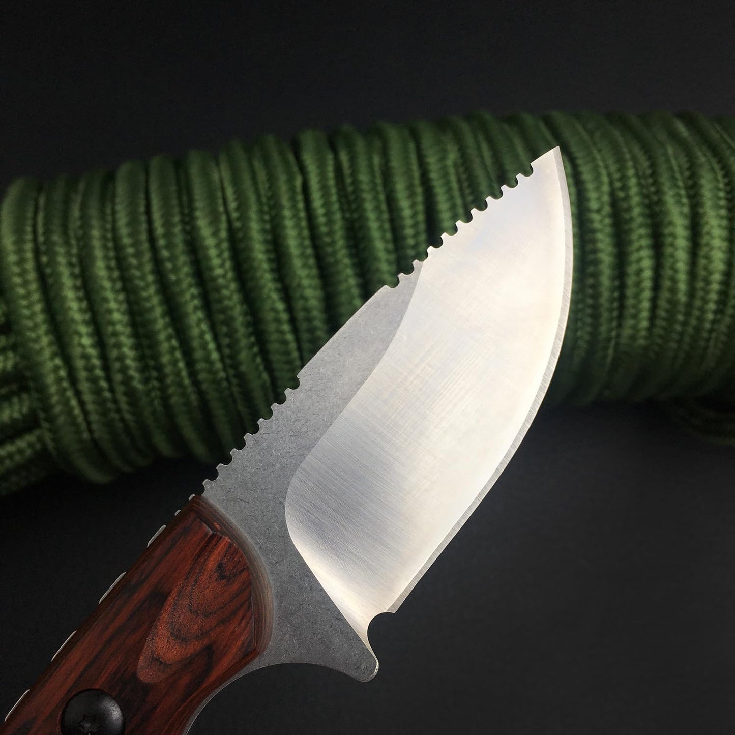 6.3 Inches Fixed Blade Knife with Leather Sheath, 8Cr13Mov Blade, Full Tang Wood Handle, EDC Camping Hunting Knife for Men