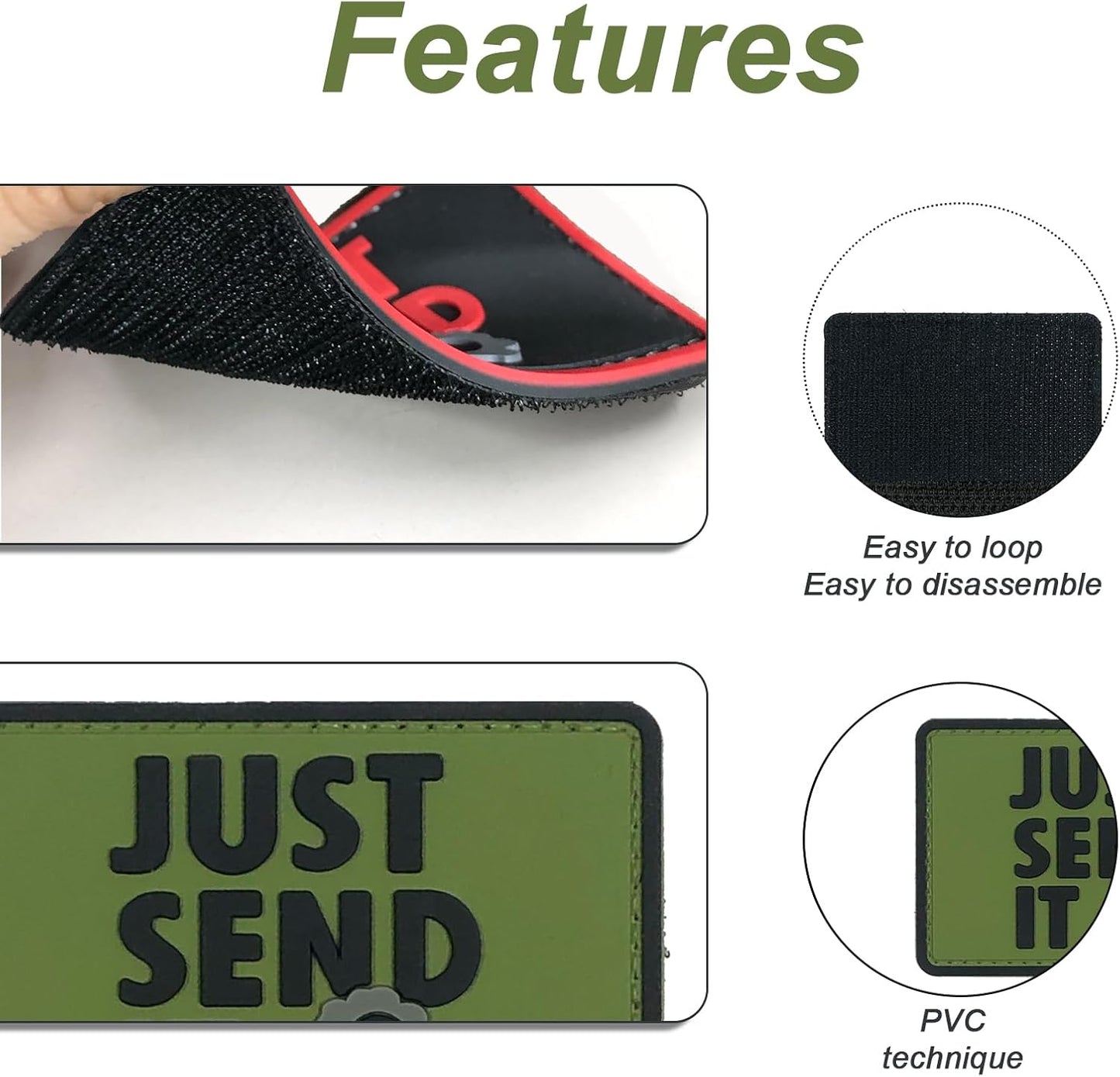 Just Send It Sniper Rubber Tactical Patch 2.95x2 inches with Hook Fastener Back for Hats Caps Clothing Vests Bags Backpacks (Tan)