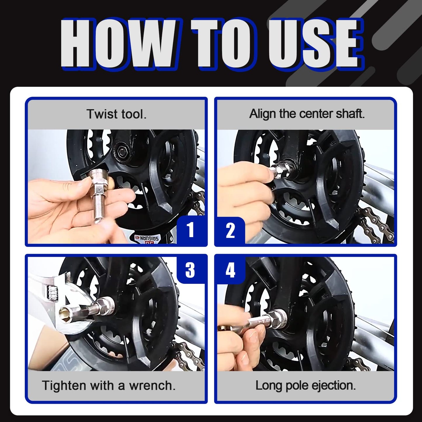 Glarks 6Pcs Bike Repair Tool Kit Including Bicycle Crank Extractor, Bike Bottom Bracket Removal Tool with Anti Drop Auxiliary Tool, 16mm Spanner, Bike Freewheel Remover and Bike Chain Breaker Tool