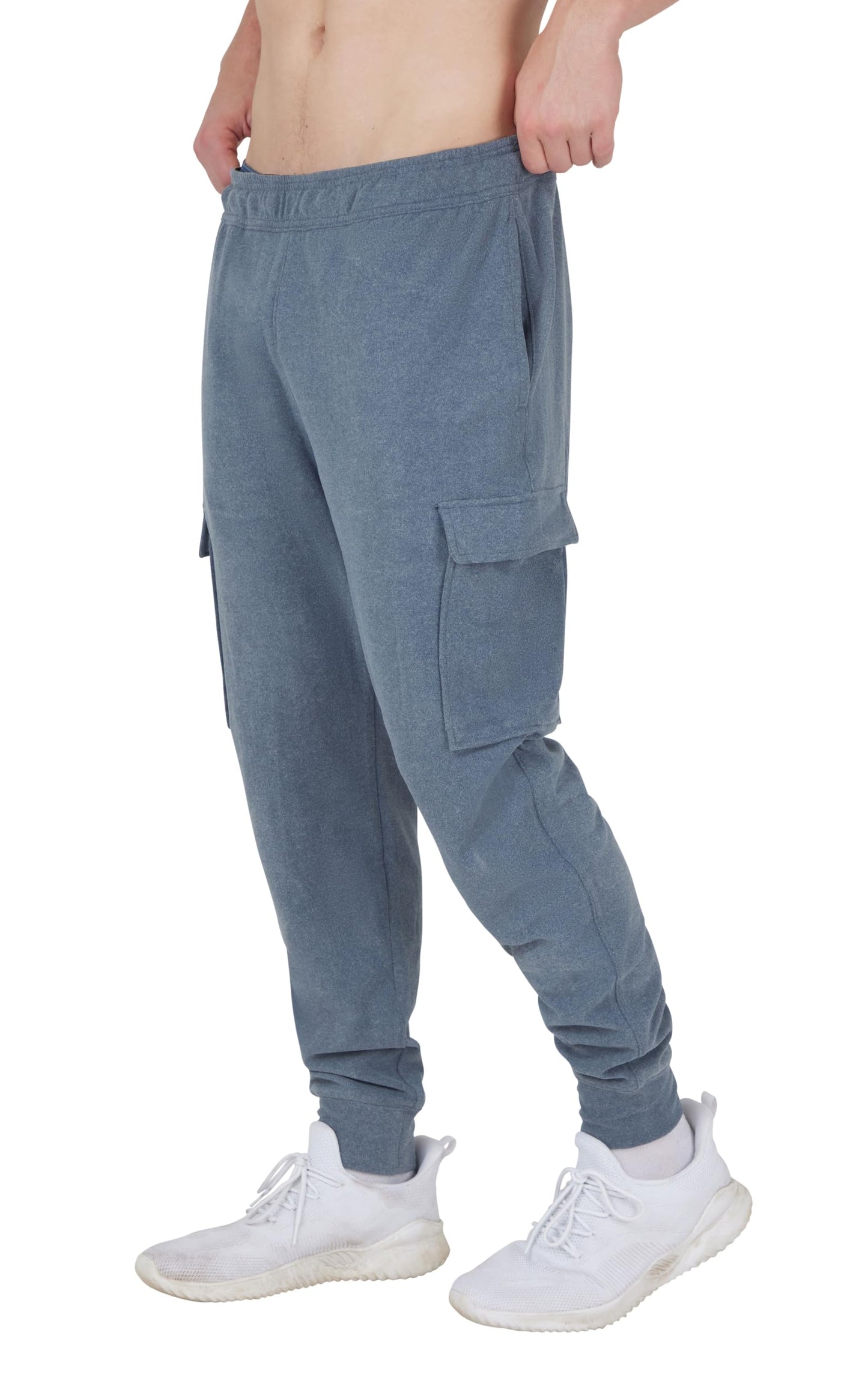 90 Degree by Reflex Mens Fleece Jogger Soft Workout Pant with Side and Cargo Pockets - Navy Blazer - Medium