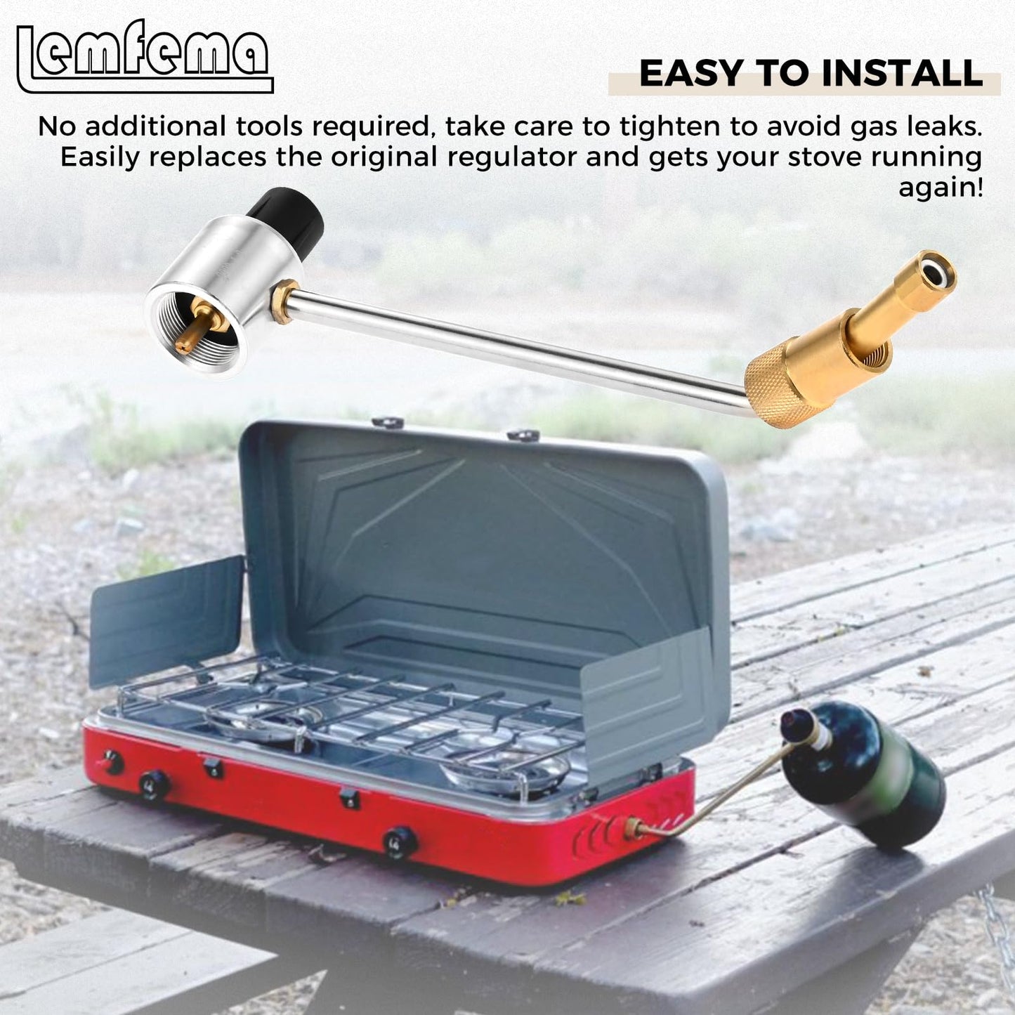 Lemfema 1LB Propane Gas Pressure Regulator - Stove Pressure Regulator Replacement for Stansport Camping Stove, Compatible with Camp Chef Everest Campstove 189-100