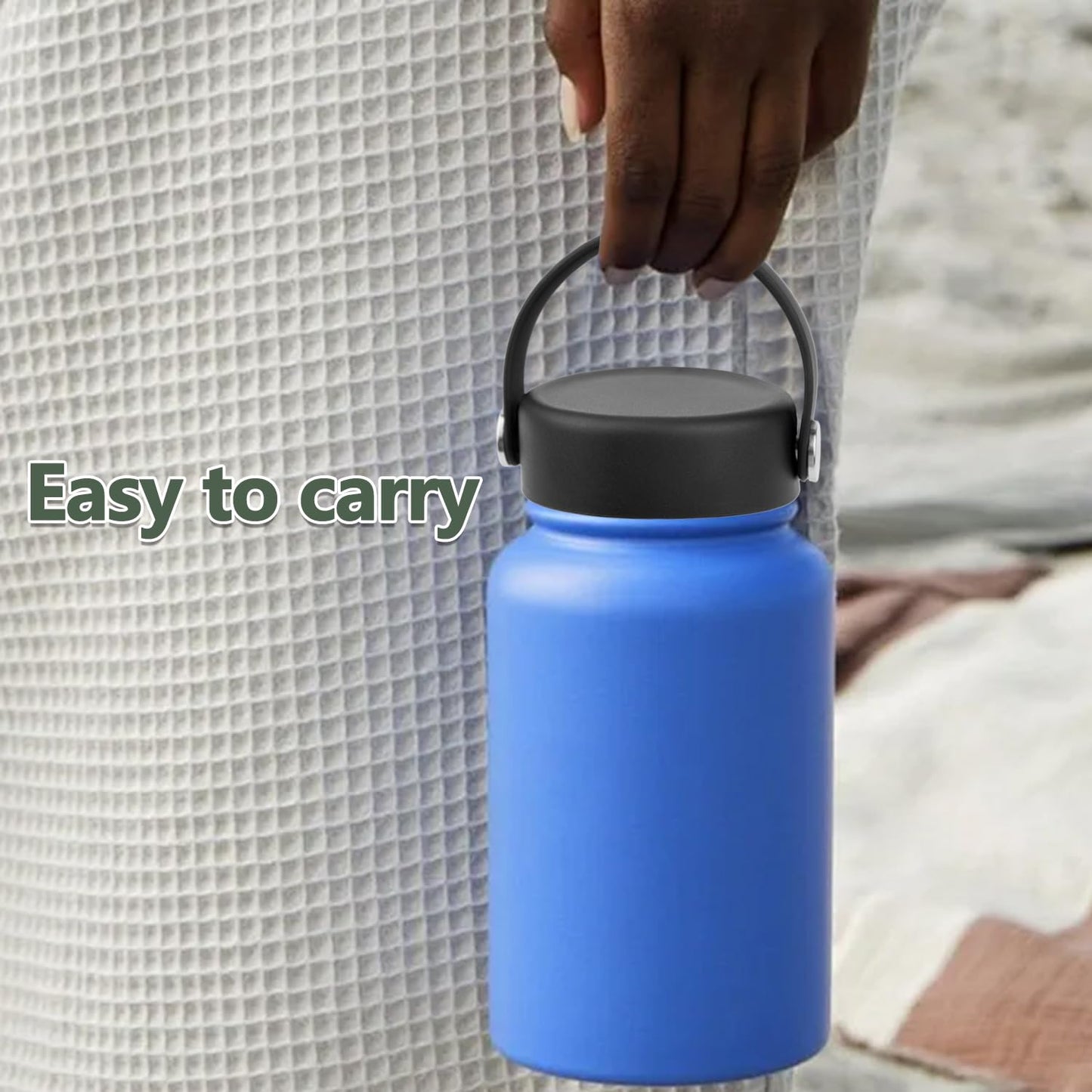 2 Pcs Replacement Lid Compatible with Hydro Flask 12 16 18 20 32 40 64oz Water Bottle, Lid Compatible with Hydro Flask and Other 2.44" Wide Mouth Bottles (Black)