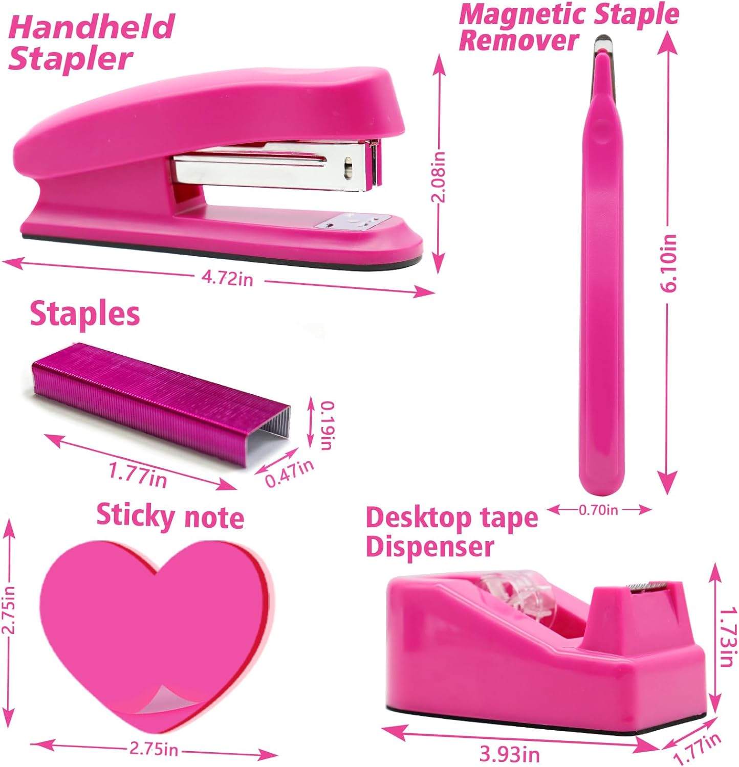 White Office Supplies, UPIHO White Desk Accessories, Stapler and Tape Dispenser Set for Women with Stapler,Tape Dispenser, Staple Remover, Staples,Scissor and Tabs for Students Office Clerks