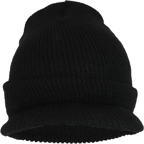 Armycrew Made in USA Government Issue Wool Ribbed Visor Beanie Cap