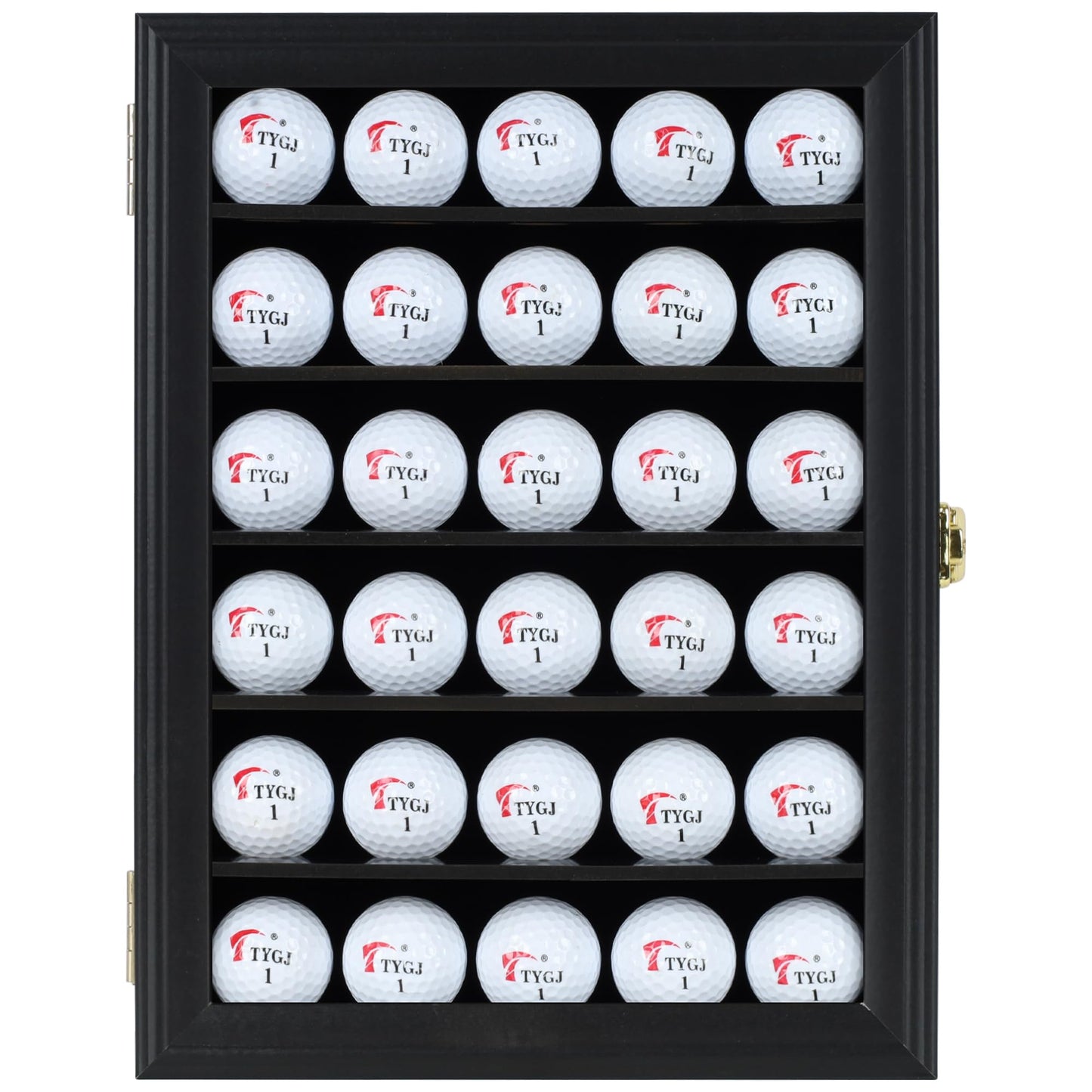 Golf Ball Display Case for 30 Golf Balls, Display Cabinet Great Golfer Memorabilia Gift for Golf Enthusiasts, Wall Mount with Lockable Door Black