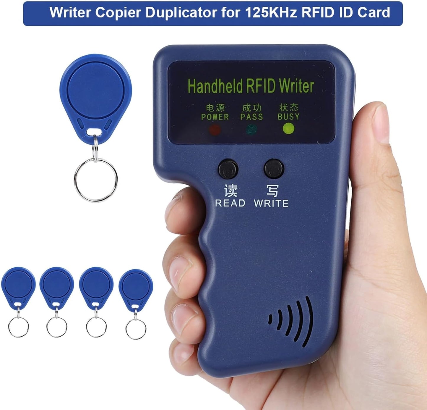 Card Writer Duplicator for 125KHz ID Cards Portable Handheld Device Supports T5577 EM4305 TK4100 Chips No PC Required for Fast Cloning