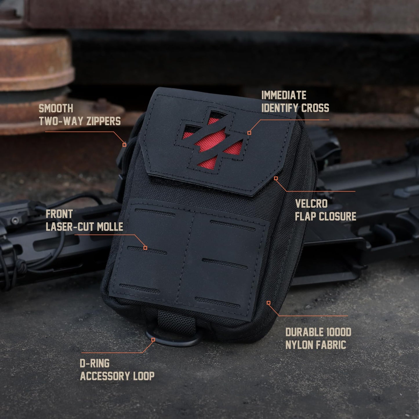WYNEX Molle IFAK First Aid Pouch, Tactical Medical Trauma Pouch MED EMT Belt Pouch Small Portable Utility Emergency Survival Pack with Immediate Identify Cross for Belt Vest