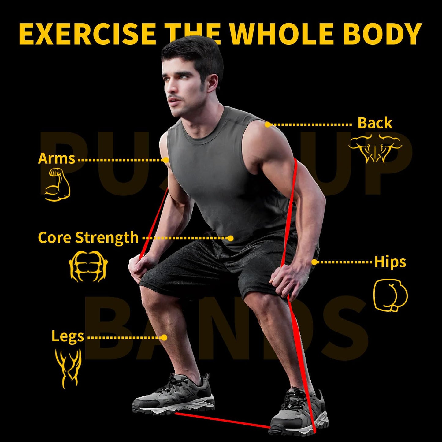 KANGFITER Resistance Bands for Working Out, Pull Up Bands for Men Women, Thick Heavy Resistance Band Set with Door Anchor, Elastic Exercise Bands for Body Stretching, Physical Therapy, Home Workouts