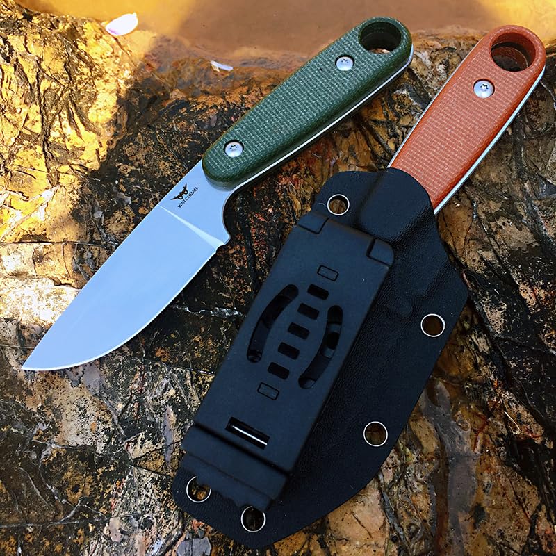 Watchman W204D EDC Fixed Blade Knife 14C28N Blade Steel Micarta Handle with Kydex Sheaths for Outdoor Activities Camping