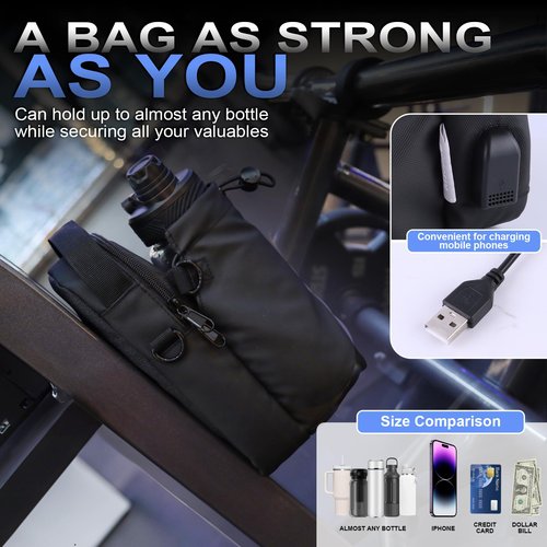 Magnetic Water Bottle Holder Sling Bag ā Waterproof Crossbody for Gym & Travel with USB Port, Strap & Phone Pocket Duvcein