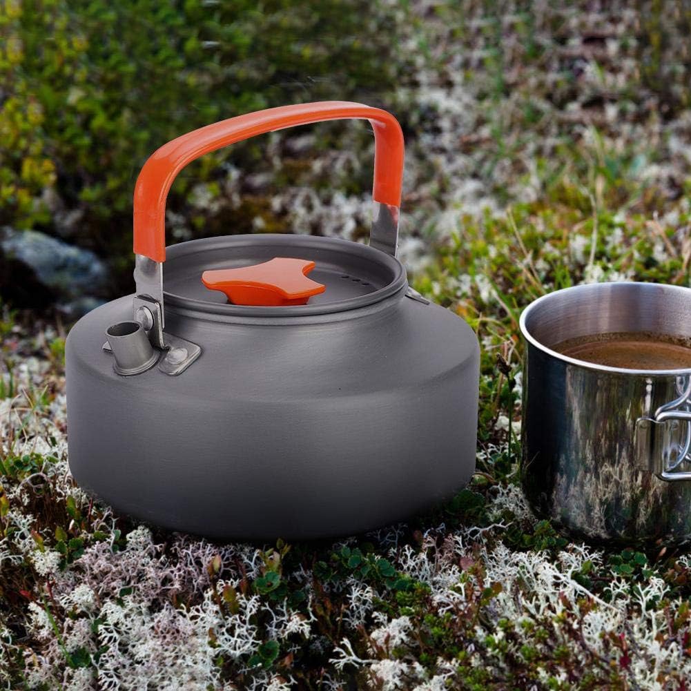 1.1L Camping Kettle, Portable Camping Coffee Tea Pot for Outdoor Hiking Kitchen Use (Orange)