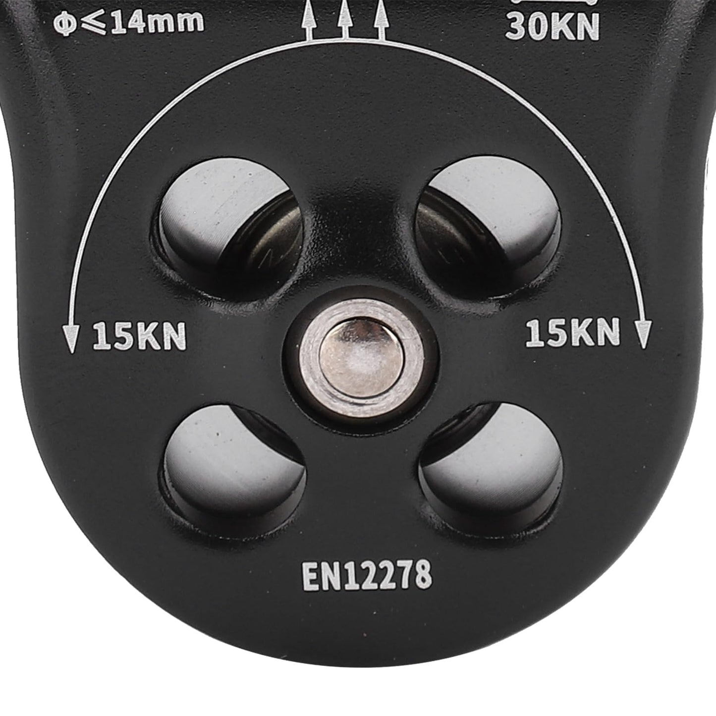 30KN Dual Bearing Hitch Climber Pulley, for Arborist Tree Climbing with 3 Holes Side Plate