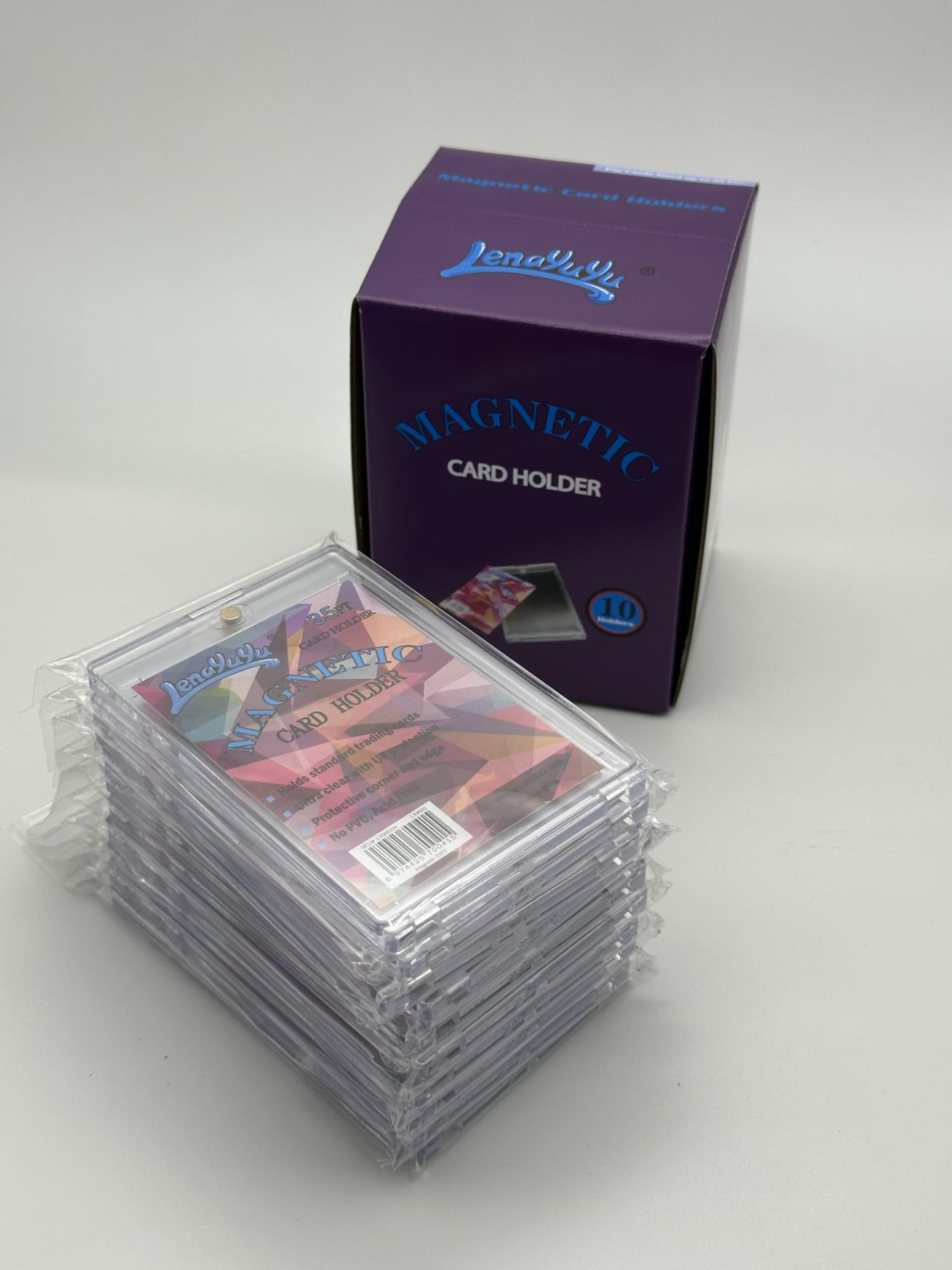 Lenayuyu Pack of 10 One Touch Magnetic Card-Holders,35pt Magnetic Card Holder Cases 10ct,Sized to fit Standard Size Cards Storage and Display, Protect Sports Cards, Baseball Cards, Sports Memorabilia