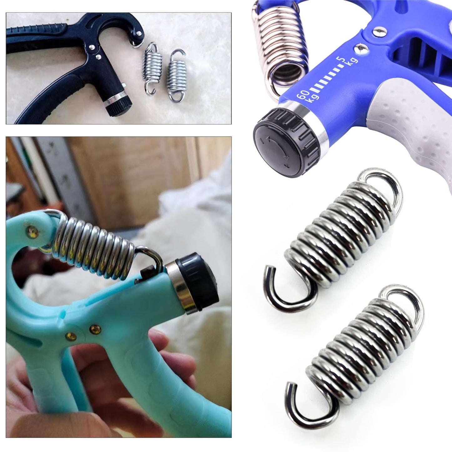SquEqu 5 Pack Grip Strength Trainer Spring Replacement Stainless Steel Resistant Tension Springs For Hand Grip Strengthener Hand Gripper Squeezer Forearm Strengtheners Exerciser Repair Parts