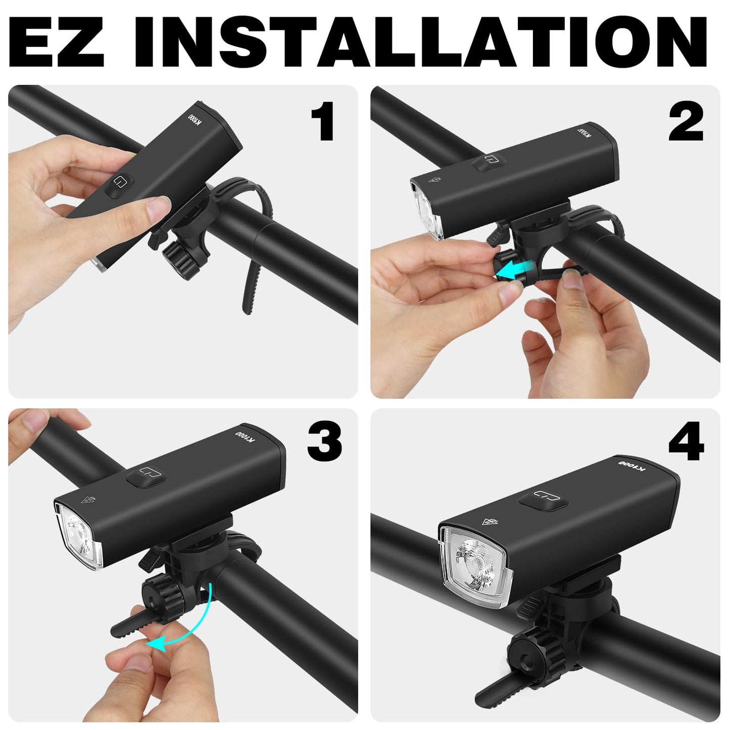 2024 Super Bright bike lights and Rear lights,bike lights suitable for nighttime cycling,USB-C fast charging with a capacity of 3000mAh,5-brightness adjustable anti glare self illumination bike lights