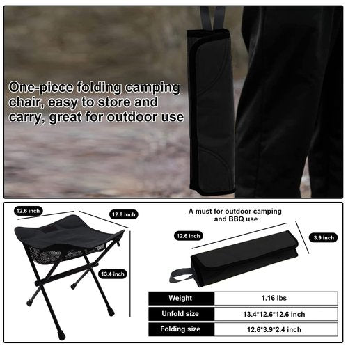 HADUKI Camping Chair Foot Stool,Folding Lightweight Stool Portable Collapsible Camping Stool Retractable Chairs with Carry Bag 220LBS Camping Stools for Indoor Or Camping Fishing Hiking BBQ(Black)