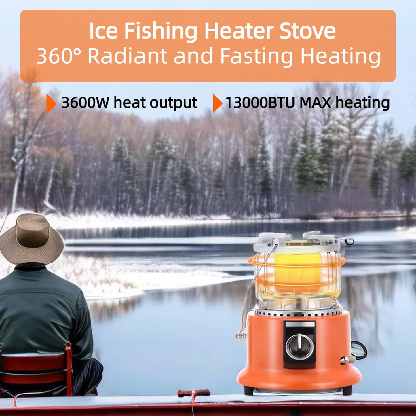 2 in 1 Outdoor Propane Heater, Portable heaters for indoor,camping butane stove, with Propane Hose + Pressure Reducing Valve for Ice Fishing Hiking Hunting, Survival Emergency, Patio,Garage