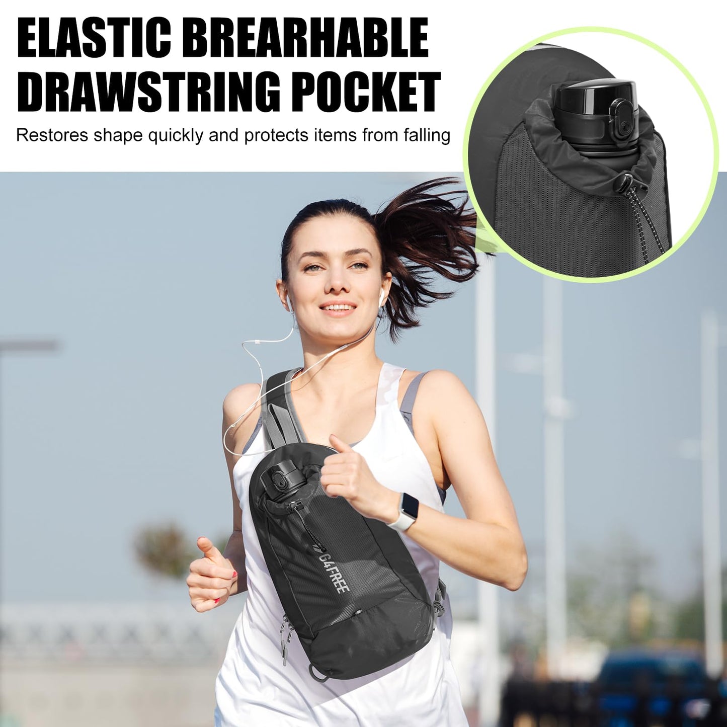 G4Free Sling Bag RFID Blocking Lightweight Crossbody Backpack Chest Shoulder Bag for Travel Sports Running Hiking (Black)