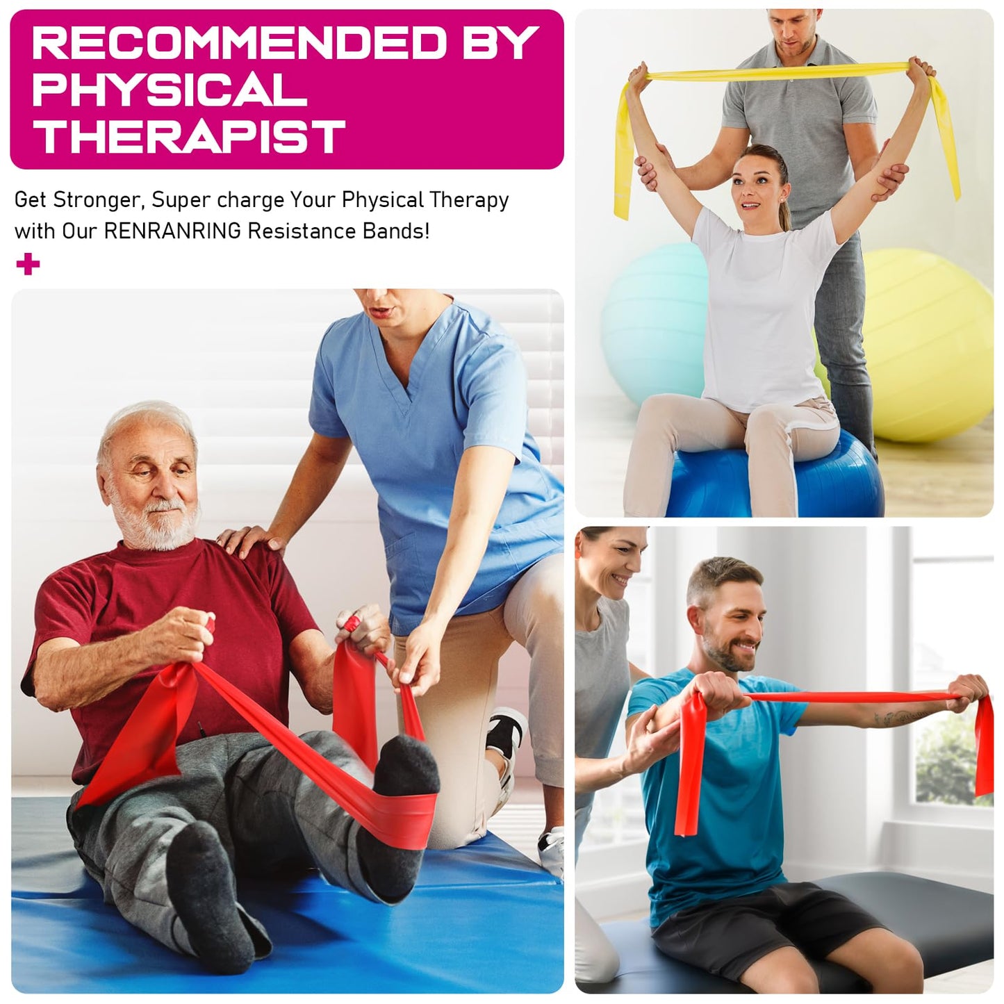 150lbs Resistance Bands for Working Out, 5.9ft Exercise Bands for Physical Therapy, Stretch, Recovery, Pilates, Rehab, Strength Training and Yoga Starter Set