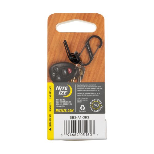 Nite Ize S-Biner Dual Carabiner Stainless Steel - Durable Dual Carabiner with Wire Gate Closure - Carabiner for Organizing Keys & Keychain Attachments - Size 3, Black/Stainless Steel (2 Pack)
