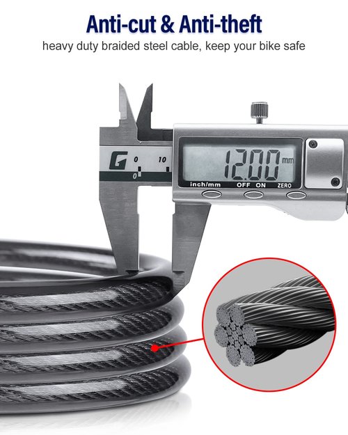 NDakter Bike Lock, 4FT Electric Scooter Combination Cable Lock with Mounting Bracket,Ideal Anti Theft Bicycle Locks for Mountain Bike, Road Bike, Electric Bicycle(12mm)