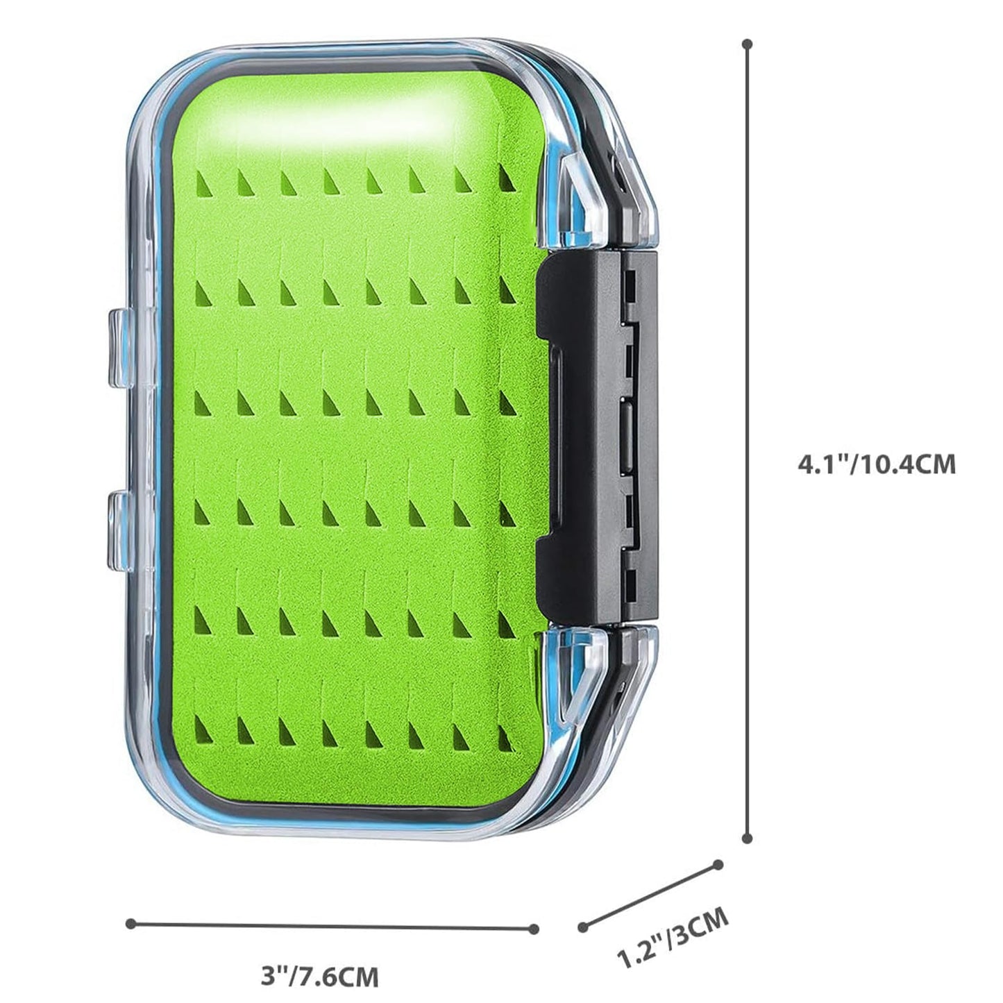 Gonex Fly Boxes for Fly Fishing Jig Boxes Two-Sided Waterproof Lightweight Fly Fishing Box Easy Grip Transparent Lid Fly Fishing Lures Box, 4.1"x 3.0"x 1.2", Green