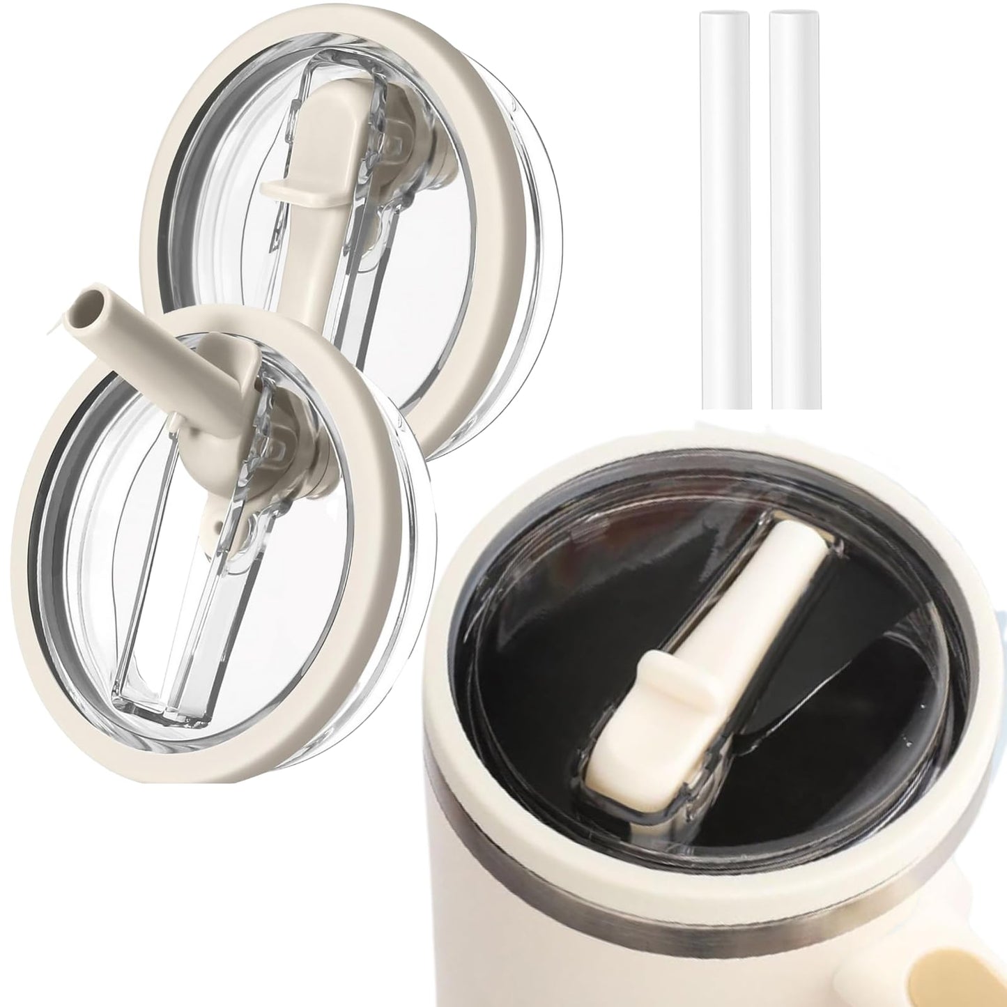 2 Pcs Stanley Lid Replacement 40 Oz,Flip Straw Reusable Stanley Cup Lids Spill Proof 40oz, H2.0 Quencher Protour Tumbler, Spill Proof Cover, Spill-Proof Design, Quencher Cup Accessories