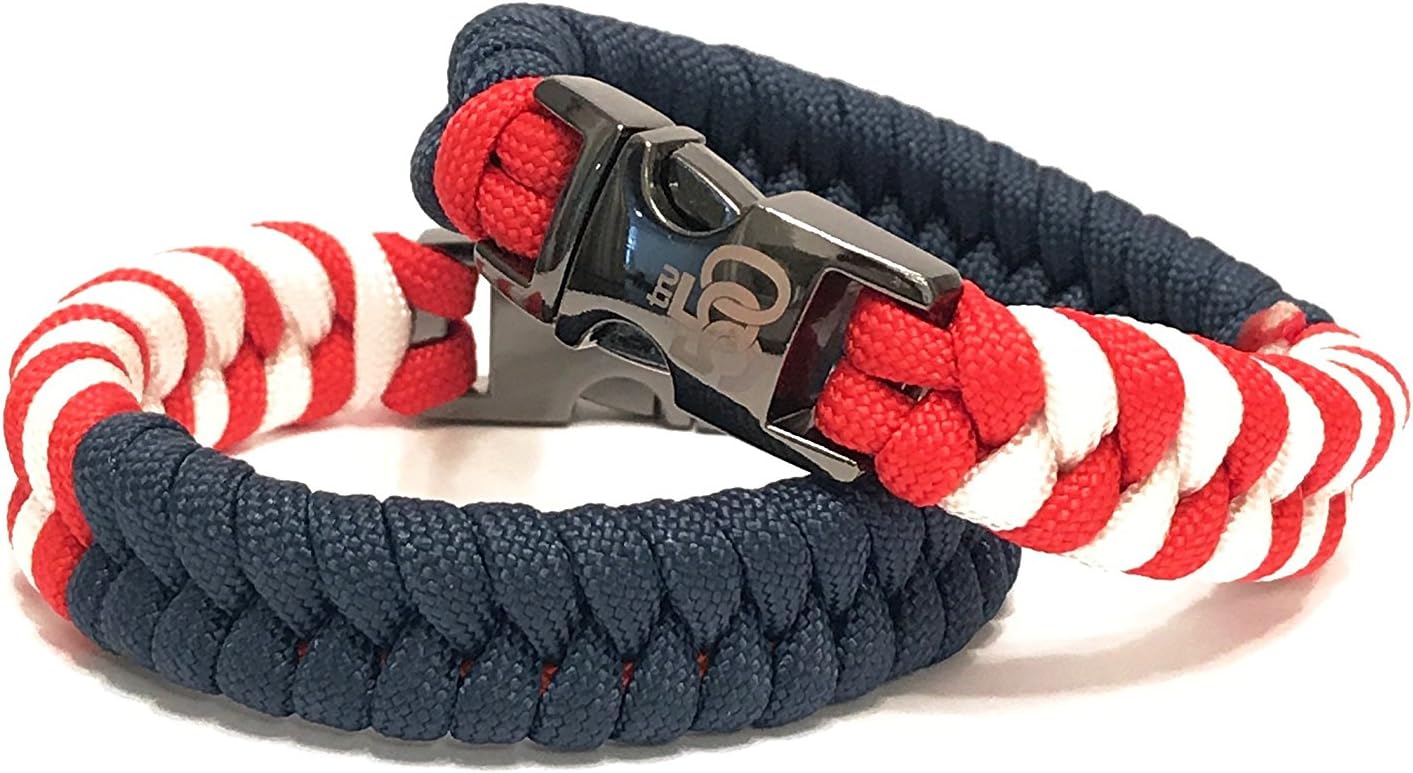 USA American Flag Mens Jewelry Paracord Survival Bracelet with Metal Buckle (Size 7.5)
