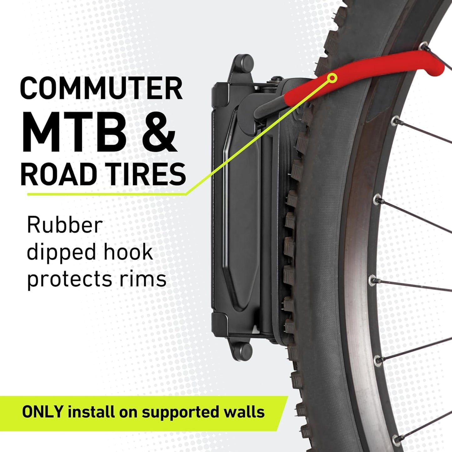 Vibrelli Vertical Swivel Wall Bike Rack - MTB, Road, eBike Bike Hanger and Hooks