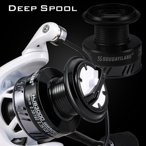 Sougayilang Spinning Reel and 2-Piece Fishing Rod Combo, Durable Graphite & Fiberglass Rod, Split-Grip Cork Handle,Right/Left Handle Position(7FT)