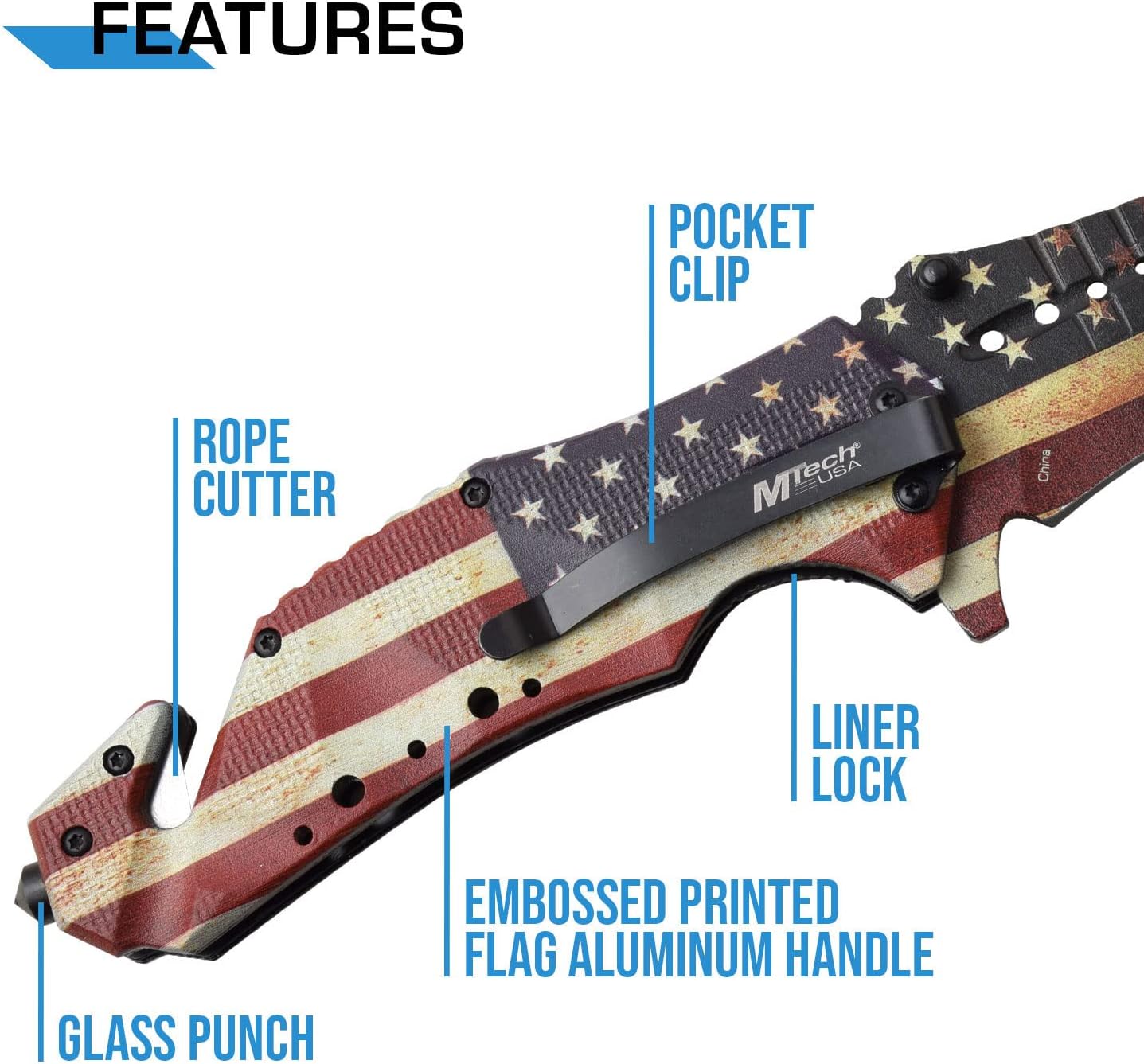 MTech USA MT-A845BK SPRING ASSISTED KNIFE, 5" Closed, Black Blade