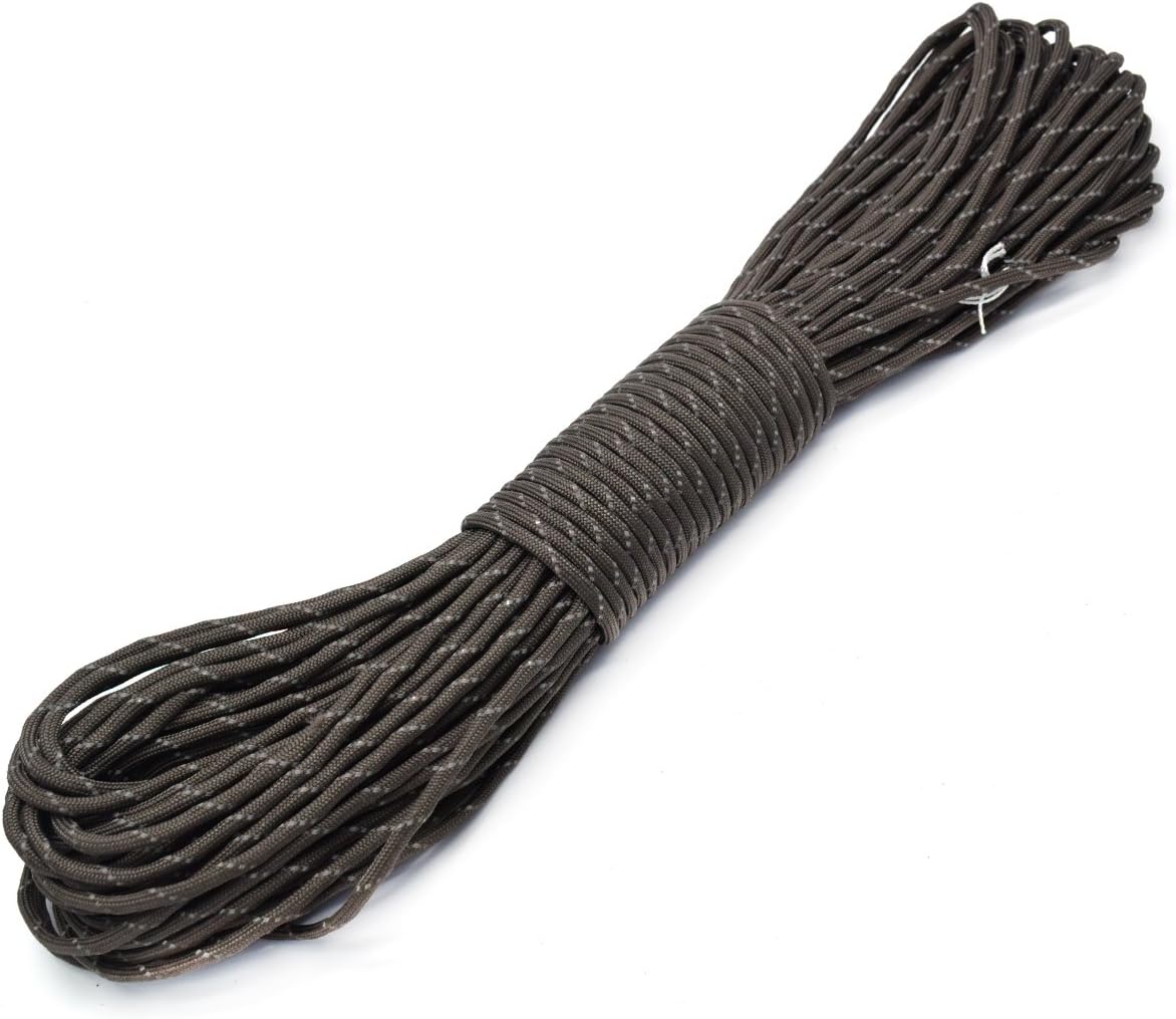 100FT Reflective Paracord 7 Core Parachute Cord (10# Olive Green)