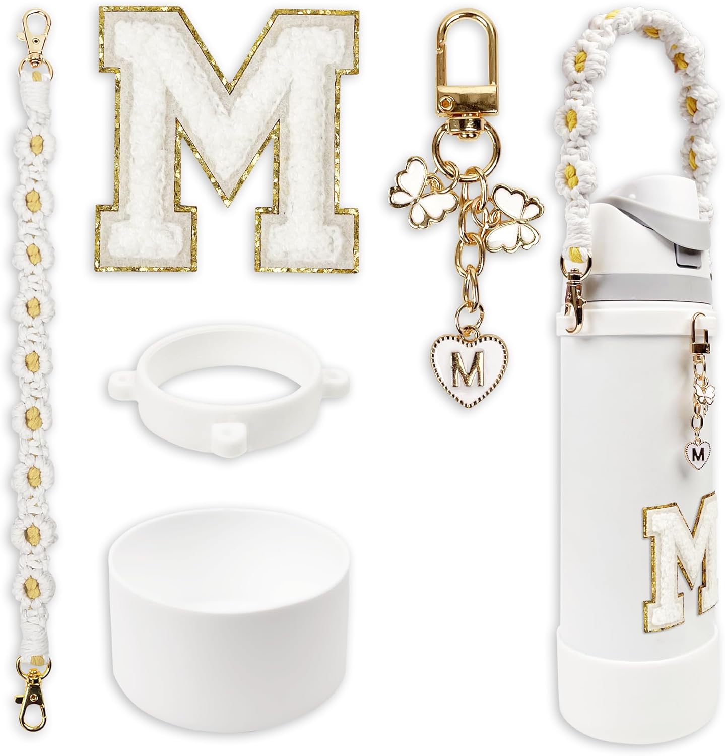 Silicone Boot Monogram Set for Owala Water Bottles | Cute Pink & Black Accessories