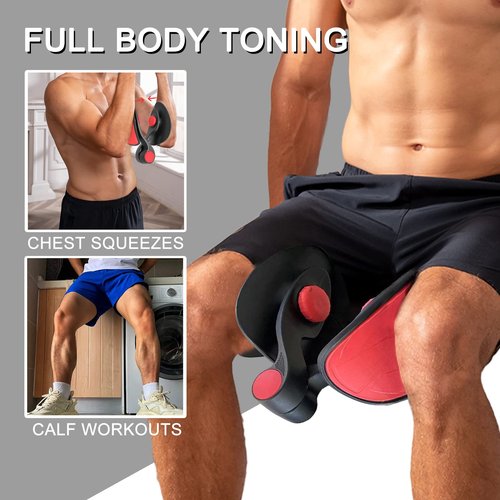 35lb Kegel Exerciser Pelvic Floor Muscle Exercise Devices Inner Thigh Trainer Workout Equipment Train for Home Hip Under Desk Exercise Men Women Black with Band