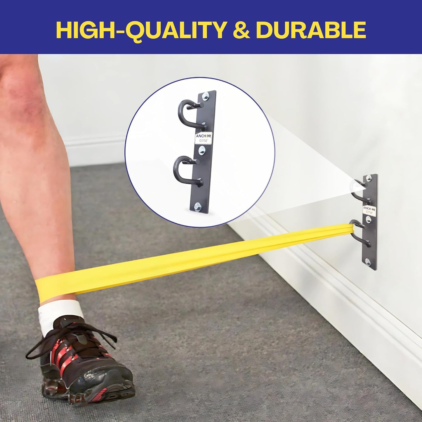 Anchor Gym Core Station - Wall Mount Workout Anchors for Resistance Band, Three Units with Two Hooks for Exercise Bands, Body Weight Straps, Strength Training - (Wood Mounting Screws Included)
