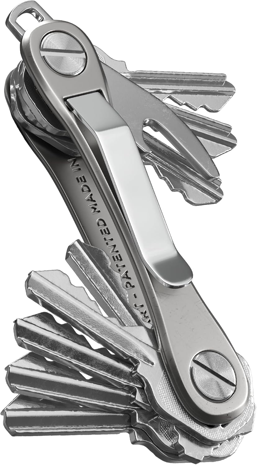KeySmart Rugged - Multitool Key Holder for Keychain w/Bottle Opener and Pocket Clip, Key Organizer for Key Chain, EDC Keychains, Key Ring for Car Fobs Key Chains, Expandable (Up to 14 Keys, Blue)