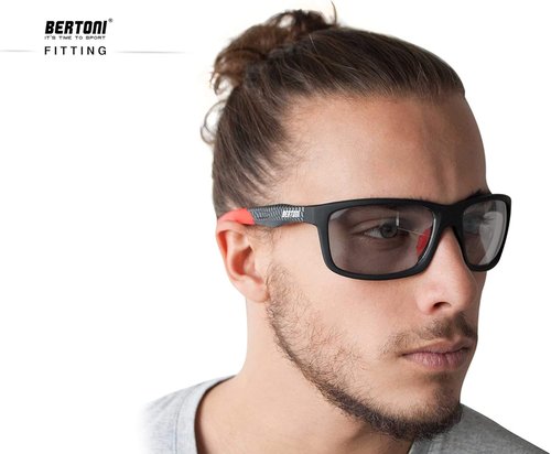 Bertoni Sports Photochromic Sunglasses for Running Ski Motorcycle Golf Cycling - ALIEN Italy Photochromatic