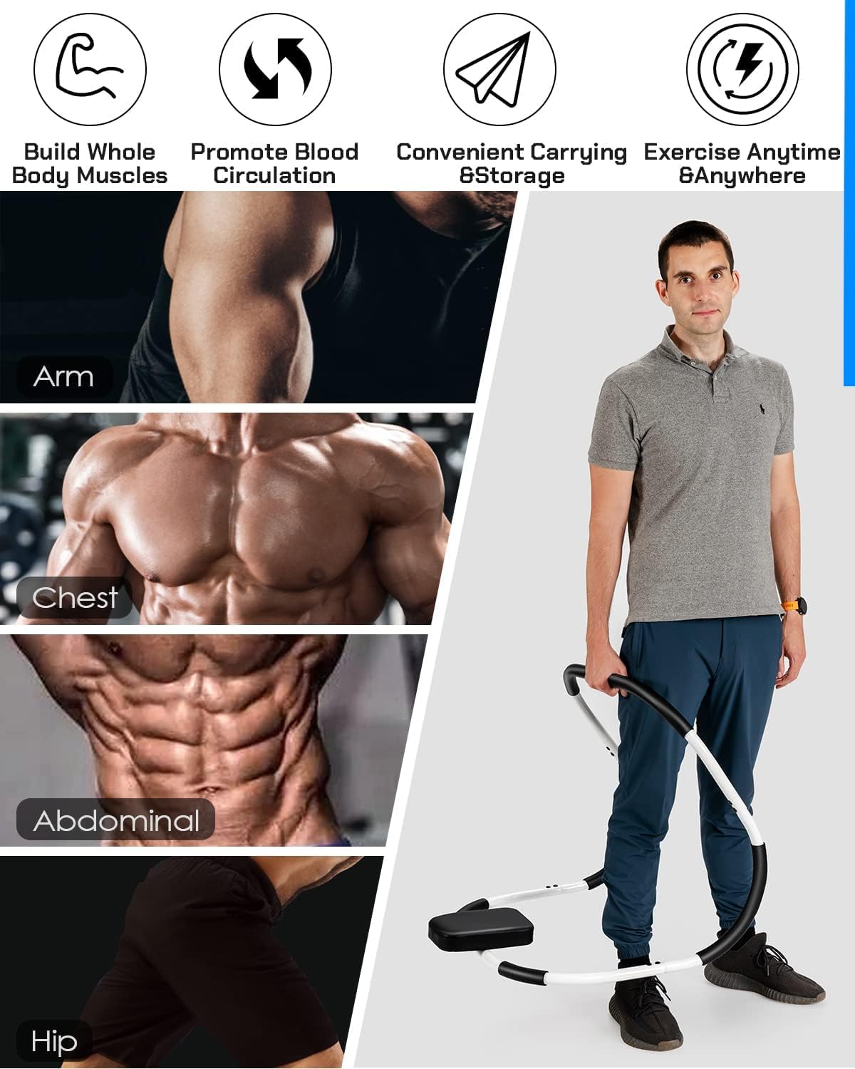 SPORFIT Ab Machine Exercise Equipment, Portable Sit up Machine for Core Strength, Study Ab Crunch Machine, Ab Roller for Abdominal Workout Exerciser & Trainer
