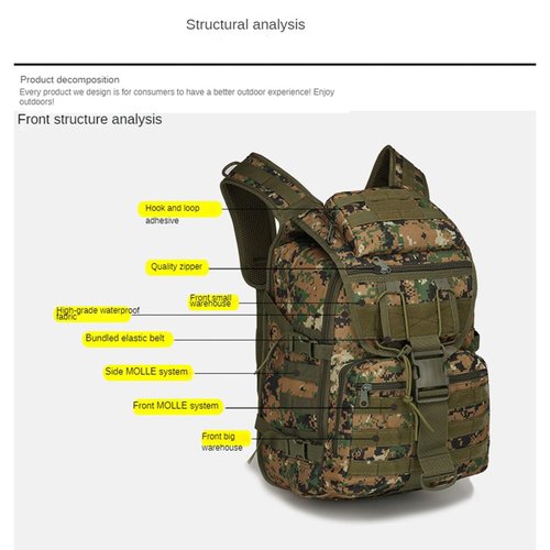 ZEILING Outdoor Shoulder Tactical Bag Waterproof Mountaineering Bag Hiking Camo Backpack,CP