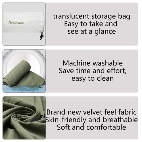 Naturehike Sleeping Bag Liner Ultra-Light 4.51oz - Adult Sleep Sack & Travel Sleep Sack Travel Sheets & Camping Sheet for Backpacking, Hotel, Hostels, Comfy & Easy Care, Full-Length…