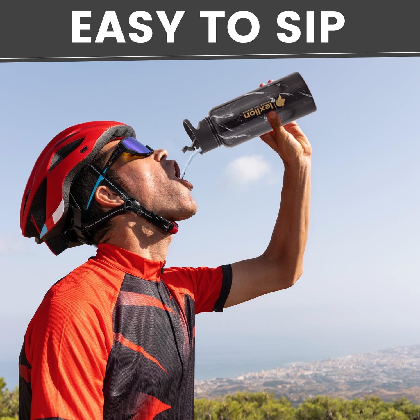 2 Water Bottle Lids W/Handle — Flip-Flop Lid & Stainless Steel Lid — Leak Proof & Insulated Gym Bottles Flip Lids for Wide Mouth Bottle — Compatible w/most Sports Water Bottle from 12-64 Oz